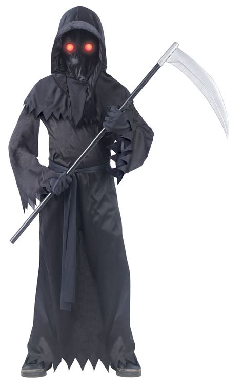 Glow Phantom Grim Reaper Boys Halloween Fancy Dress Kids Horror Childs