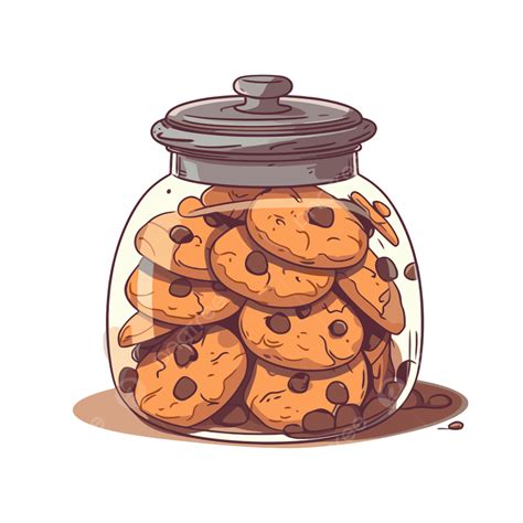 Cookie Jar Vector Sticker Clipart Jar With Cookies In It Cartoon