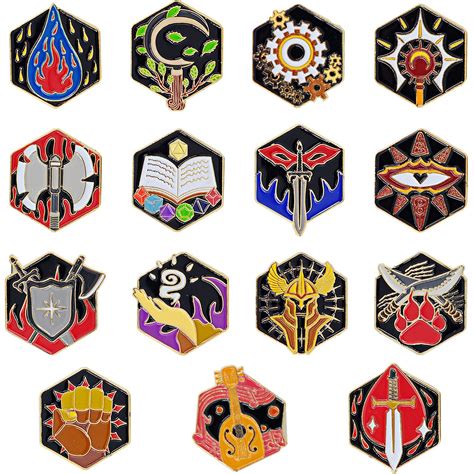 Dnd 5e Character Class Dm Hard Enamel Pins Set Of 15 Pcs Tabletop Rpg Badges Nerd T Or