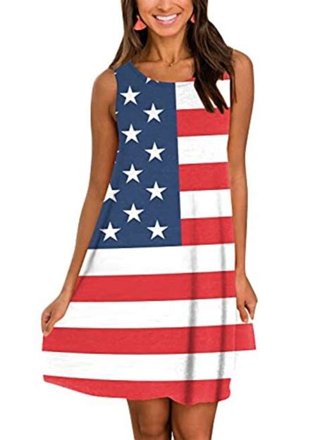 Buy For G And Pl Womens 4th Of July American Flag Sleeveless T Shirts Dress Online Topofstyle