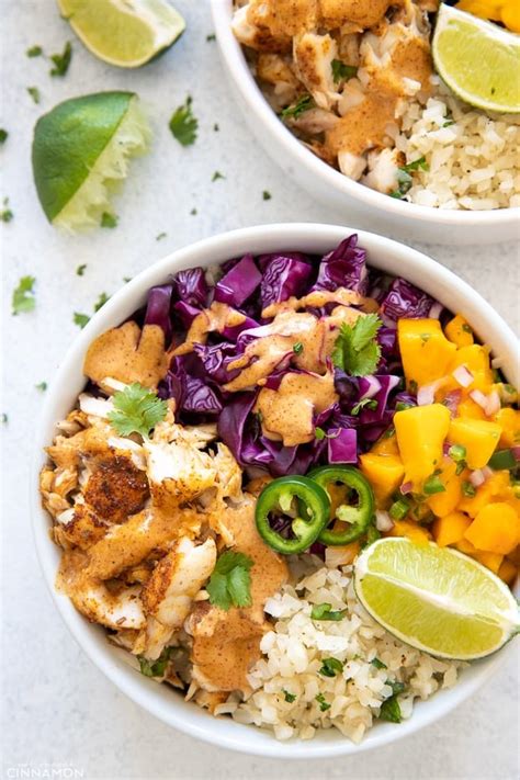 Fish Taco Bowl With Chipotle Lime Mayo Sauce Whole30 Yummy Recipe