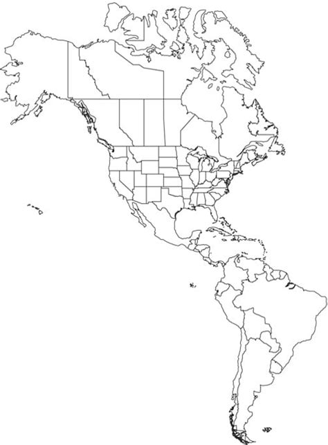 Map of America continent Coloring Page - Free Printable Coloring Pages