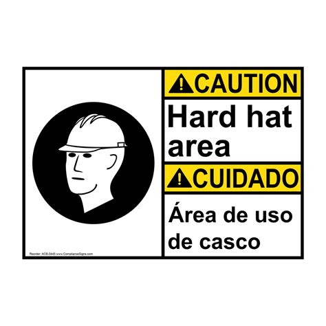 Ansi Caution Hard Hat Worn During Hoist Operation Sign Ace 16435 Ppe