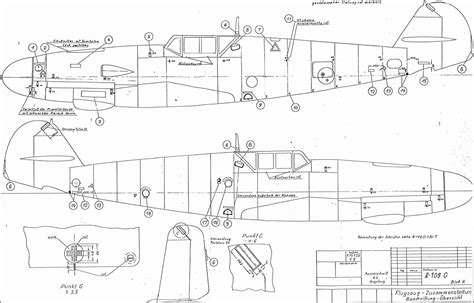 Fuselage Stencil Plan Luftwaffe Planes Messerschmitt Bf 109 Model