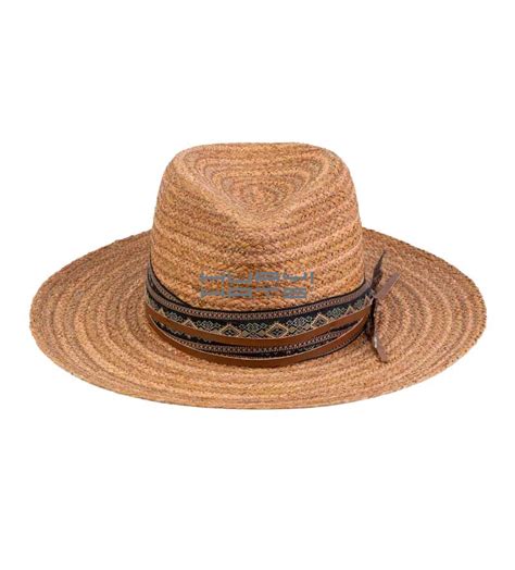 Mens Straw Fedora Brown Raffia Braid Wide Brim Hat Huayi Hats
