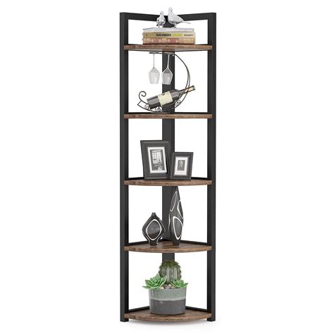 Buy Tribesigns 5 Tier Corner Shelf Rustic Corner Bookshelf Small