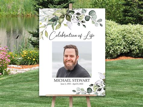 Funeral Welcome Sign Celebration Of Life Sign Poster Greenery Etsy Ireland