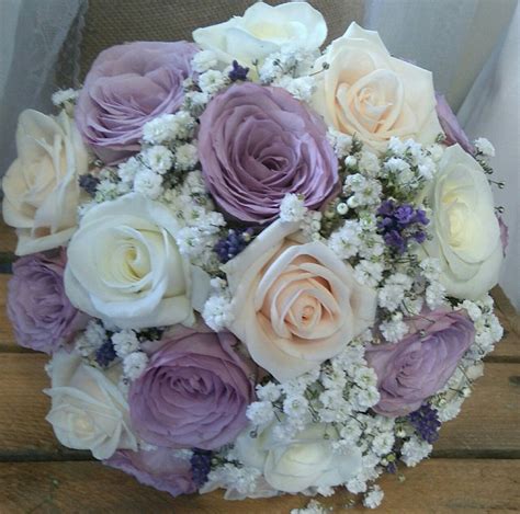 Champagne Ivory And Lilac Rose Bridal Bouquet With A Hint Of Lavender