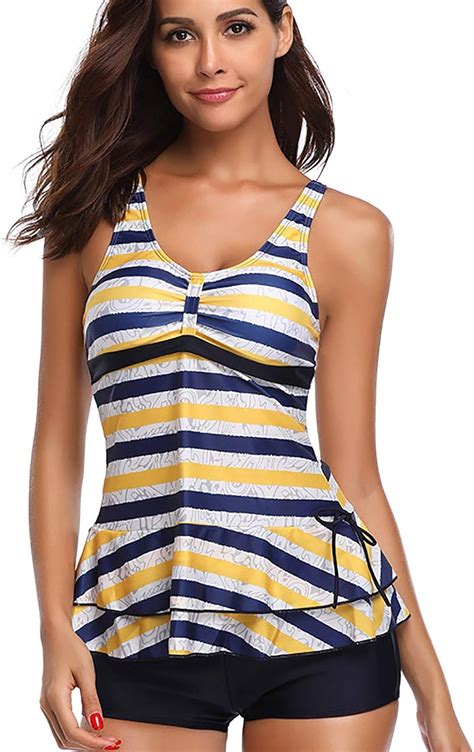 Lulu99 Halter Crop Top String Printed Womens Rash Guard Plus Size Summer Beach Tankini Bikinis