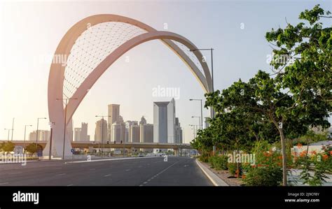 Doha Qatar May 152022 5th June Arch Bridge In Doha To Lusail
