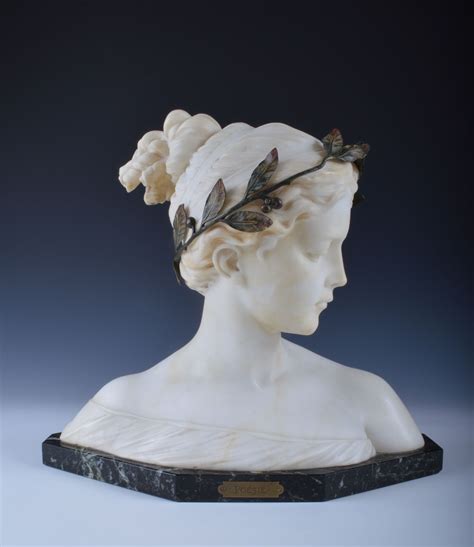 Antique Marble And Gilt Bronze Mounted Bust Poesie