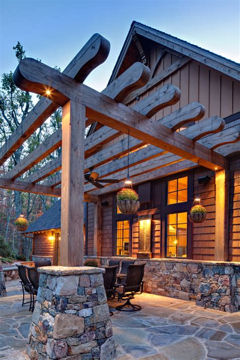Mountain Lodge Rustic Patio Other By Acm Design Houzz