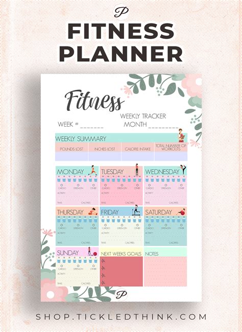 Fitness Daily And Weekly Printable Planner Tickled Think Printables