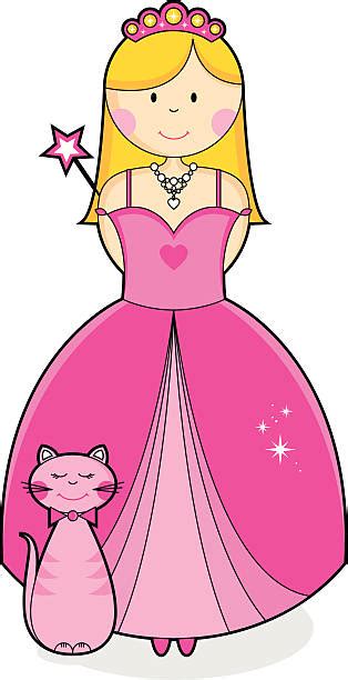 10 cute blonde smiling princess in crown and ballgown with wand illustrations royalty free