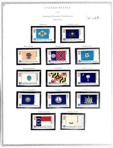 1976 Us Bicentennial State Flags Complete Set Sc1633 82 Mnhog Gem