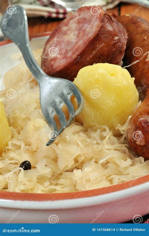 Sauerkraut Garnished In Close Up On A Plate Stock Photo Image Of