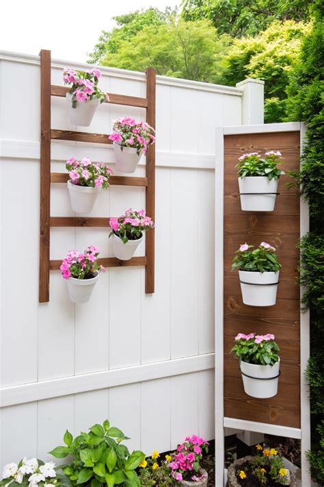4 tier ladder planter box, ladder planter, garden box, flower box, flower ladder box, garden ladder box, planter box. DIY Wall Planter Ladder - Angela Marie Made