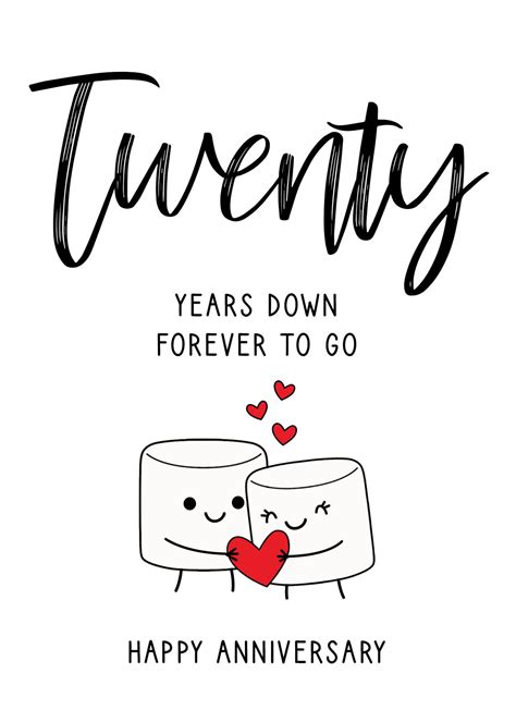 20th Anniversary Card Printable Anniversary Card Twentieth