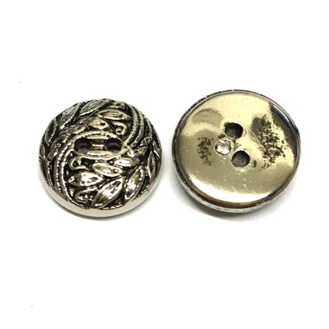 15mm 24l Patterned Silver Metallic Buttons The Button Shed