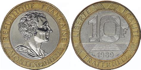 Pièce France 10 Francs Montesquieu 1989 Essai Bimetal