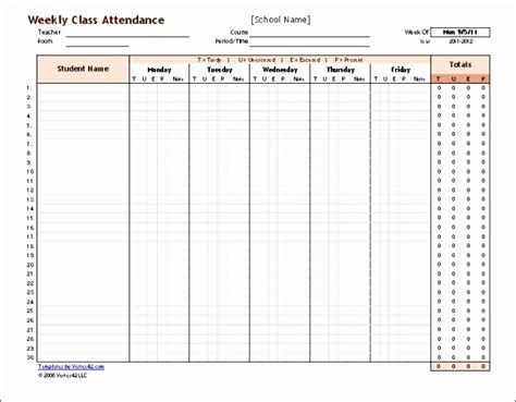 10 Attendance Spreadsheet Template Excel Excel Templates Excel