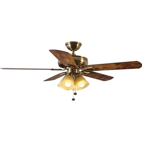The ceiling fan may be the one home appliance that is still notorious for being an eyesore. Hampton Bay Lyndhurst 52 in. LED Antique Brass Ceiling Fan ...