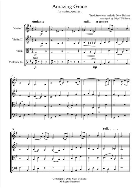 Amazing Grace String Quartet Sheet Music Marketplace