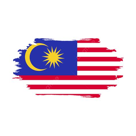 Gambar Vektor Bendera Malaysia Dengan Gaya Berus Cat Air Png Malaysia