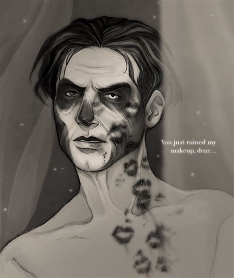 A Drawing Of A Man With His Face Painted Black And White