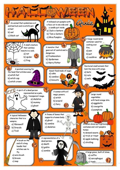 Halloween Quiz English Esl Worksheets For Distance Learning And