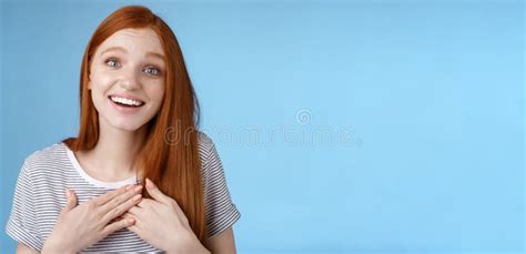 Kind Fascinated Touched Romantic Passionate Redhead Girl Blue Eyes