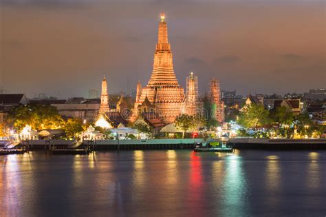 Temple Of Dawn Arun Temple River Front Night View Stock Photo Image