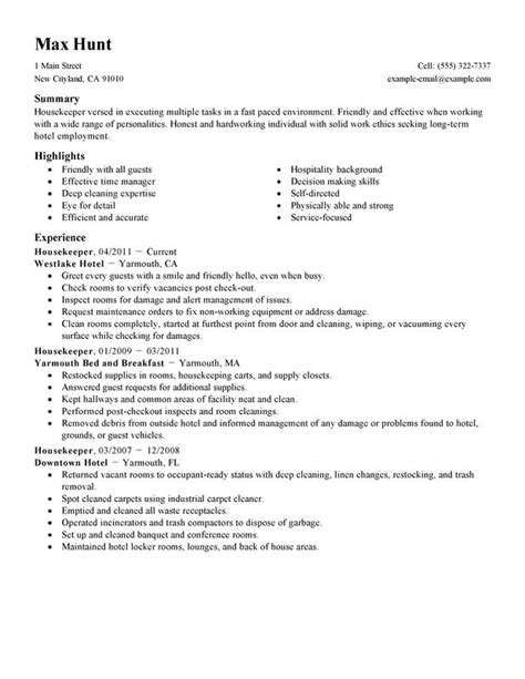 It can be hard to know how to write a cv with little or no work experience. Housekeeper Resume Sample housekeeper hotel and ...