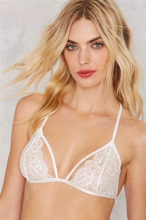 Buy White Floral Lace Unpadded Bra With Spaghetti Straps Online In