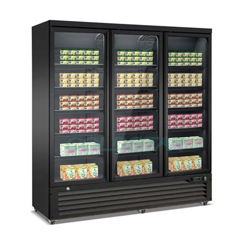 Commercial Double Door Freezer Glass Door Upright Display Refrigerators