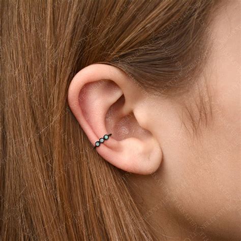 Opal Tragus Earring Surgical Steel Cartilage Hoop Helix Etsy