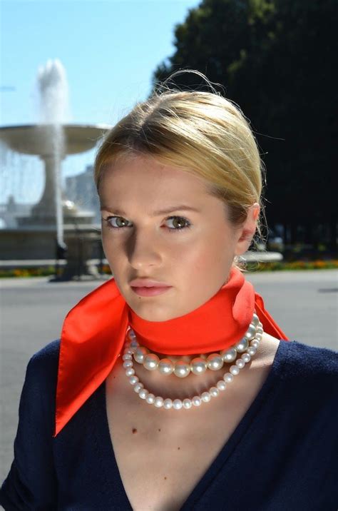 red neck scarf tied at back silk neck scarf silk scarf style ways to wear a scarf