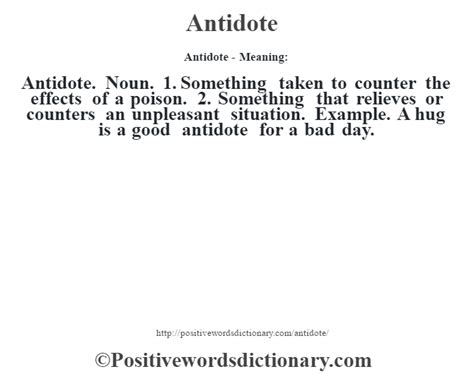 Antidote Definition Antidote Meaning Positive Words Dictionary In