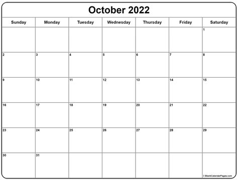 October 2022 Calendar Free Printable Calendar Templates