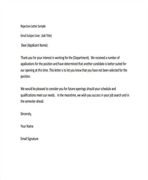 Bad News Letter Sample Refusal Office