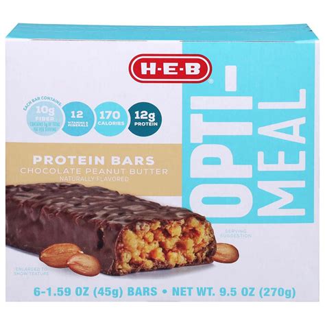 H E B Opti Meal Chocolate Peanut Butter Protein Bars Shop Diet