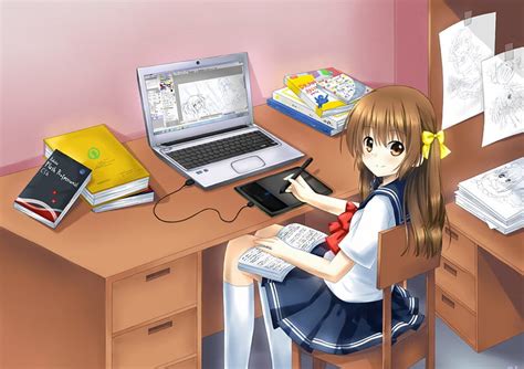 3840x2160px 4k Free Download Drawing Manga Monitor Pretty Artist