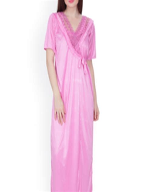 Buy Secret Wish Pink Maxi Nightdress With Robe Hc 180 Nightdress For