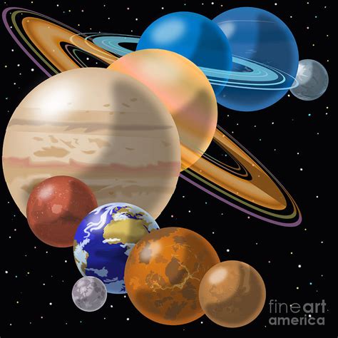 Solar System Drawing By Mark Giles And Photo Researchers Pixels