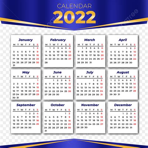 Gambar Kalender 2022 Emas Biru Mewah Kreatif Kalender Satu Halaman