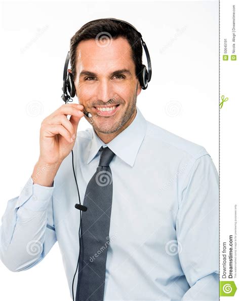 Man with Headset Working As a Call Center Operator Stock Image - Image ...