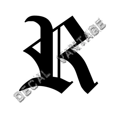 179 Old English R Letter Initial Vinyl Sticker Decal Font Diploma