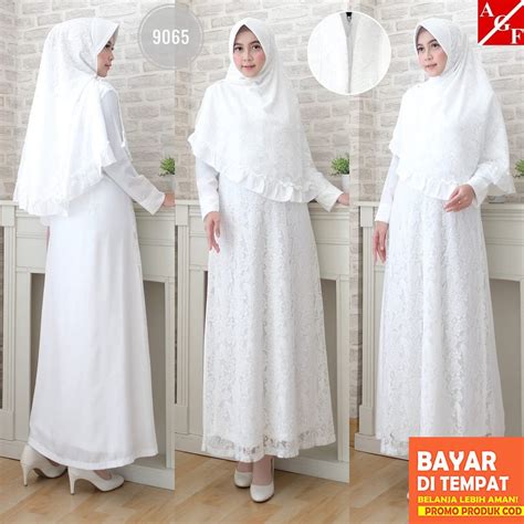 Sale Baju Gamis Putih Wanita Baju Umroh Gamis Syari Busana