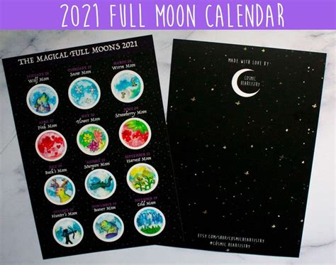 Magic Full Moon Lunar Calendar Traditional Full Moon Names And