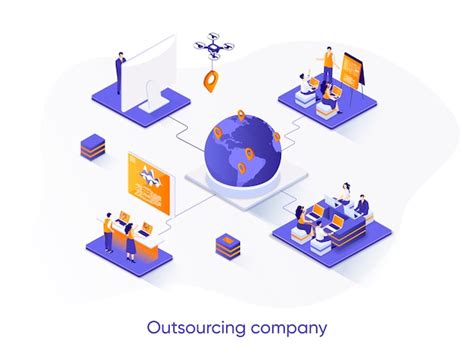 Premium Vector Outsourcing Company Isometric Illustration With People